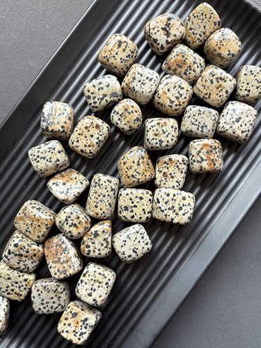 Image of Tumbled Stones, Natural Crystal Healing Stones, Home Office Decor, Aquarium Decorative Pebbles, Vase Fillers (Dalmation Jasper, 100)