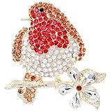 1 Pcs Robin Brooch, Elegant Robin Brooch Pin Badges for Women, Rhinestone Robins Gifts, Christmas Brooches Pin Robins for Mother's Day, Valentine's Day, Birthday & Holiday Parties Christmas New Year