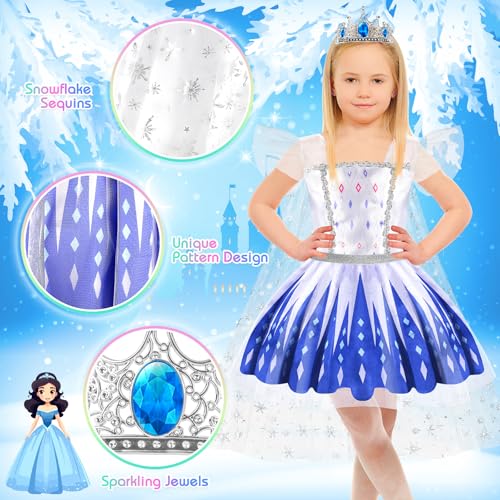 Princess Dress Up, Toddler Dress Up Clothes, Cosplay Princess Costume Gift Set with Princess Dresses and Princess Toys, Pretend Play Girl Toys Age 3-6, Halloween Christmas Birthday Gift3