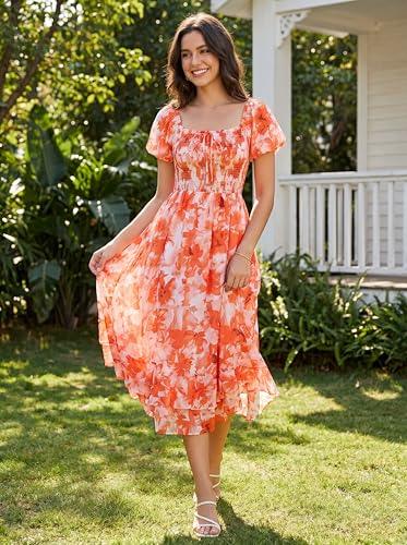 Image of GRACE KARIN Womens Summer Floral Maxi Dress 2026 Flowy Wedding Guest Dress A Line Boho Dresses Fashion Clothing with Pockets