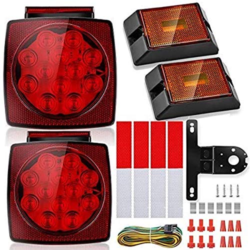 SUZCO Utility Led Boat Trailer Light Kit 12V, Low Profile Waterproof Outdoor Camper Trailer Tail Guide Poles Running Universal Replacement Light for Camper Truck RV Boat Snowmobile