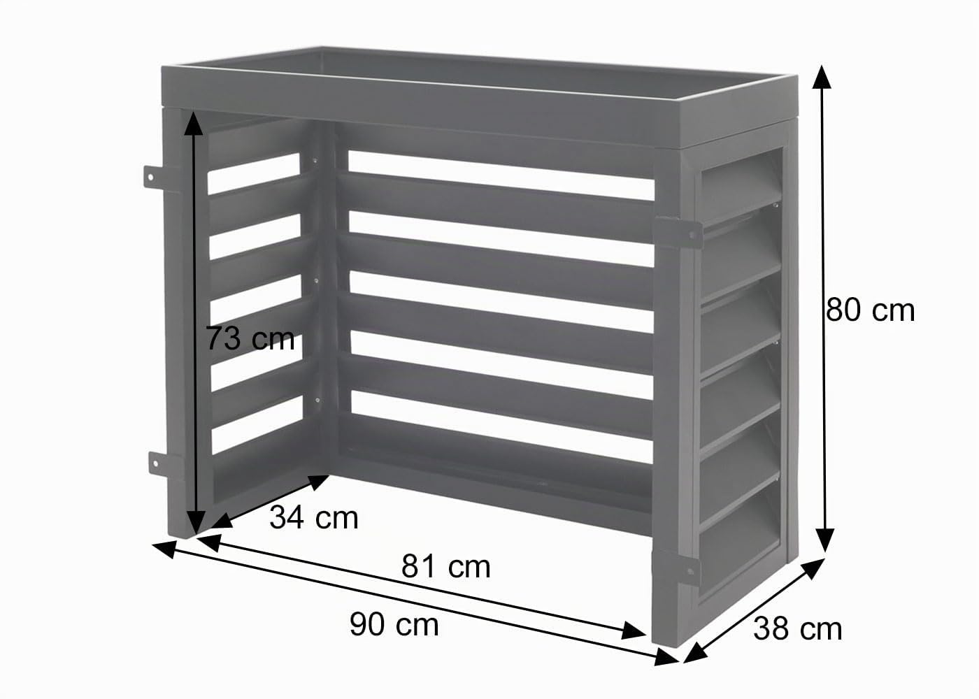 Mendler Revestimiento para aire acondicionado/bomba de calor HWC-O43, cubierta de rejilla protectora para jardinera, metal 80 x 90 x 38 cm – gris y blanco