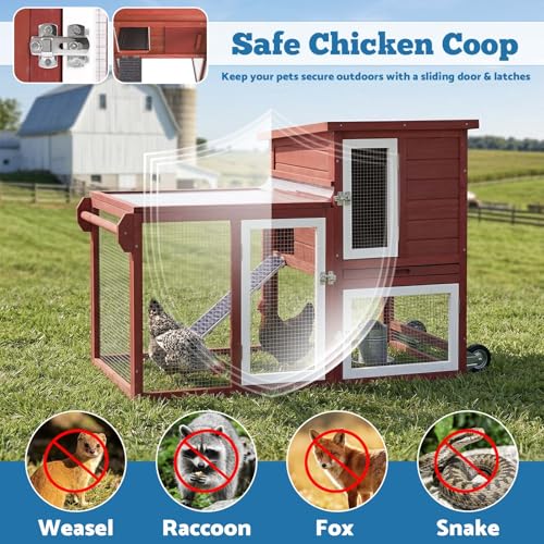 Image of Rabbit Hutch Indoor Outdoor Bunny Cage Small Chicken Coop Asphalt Roof