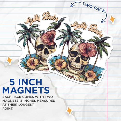 (2 Pack) Imanes decorativos tropicales Skull Hibiscus 5 pulg miniatura 3