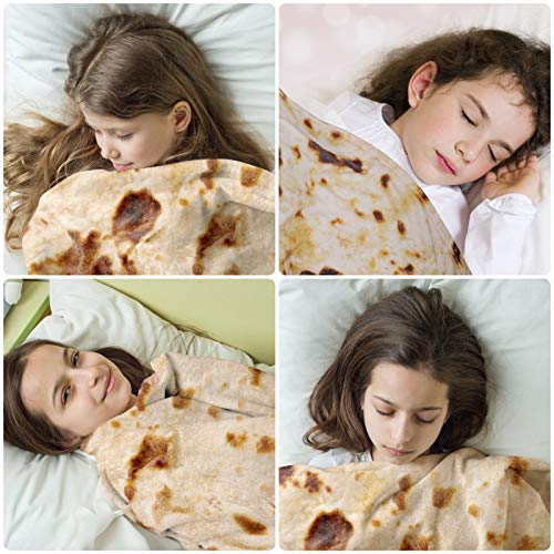 Admitrack Tortilla Wrap Blanket,Burritos Round Wrap Blanket,Tortilla Throw Blanket,Funny Realistic Food Round Blanket,Novelty Burritos Throw Blanket For Adults&Kids #TOP4