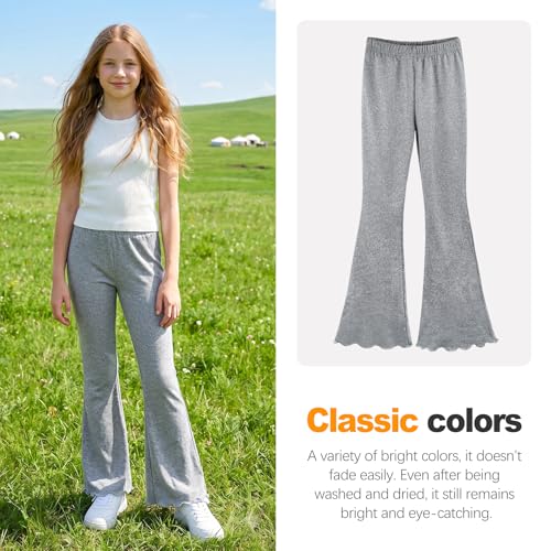 Image of ZukoCert Girls Flare Leggings, Mid Waist Bell Bottom Pants for Kids, Kids Flare Pants Size 4-13Y