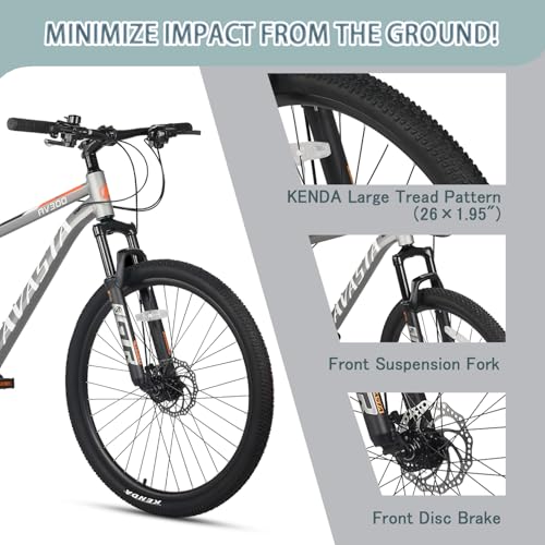 AVASTA AV300 26 27.5 inch Mountain Bike with 21-Speed, Aluminum Frame, Dual Disc Brake, Comfortable Saddle, Multiple Colors - Image 3