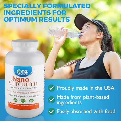 One Planet Nutrition Nano Curcumin 100mg — Turmeric Curcumin Gluten Free Water Soluble Nano Supplements for Better Absorption, Turmeric Capsules - 120 Veggie Capsules, Up to 4 Months Supply