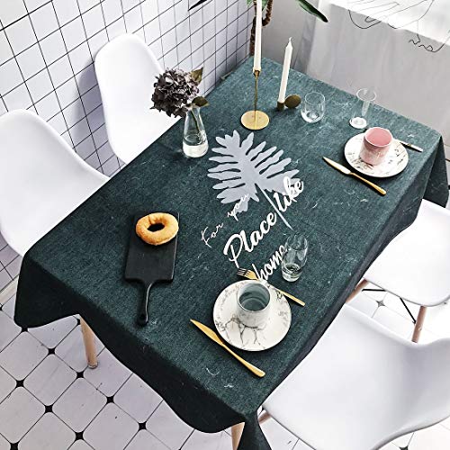Nappe de table motif feuille imperméable anti-tache en coton-lin - 2