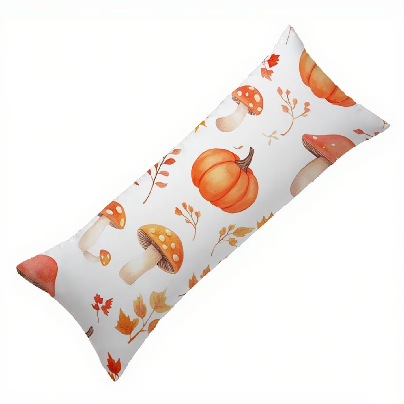 Orange Taie de Traversin 180 cm Taie d'oreiller, Champignon Housses de Ccoussin Maintien Optimal des Cervicales Oreiller, Double Face Velours Doux pour Femme Enceinte Oreillers Long Confortable Q-5814