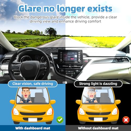 Image of Dash Cover Mat Compatible with Toyota Camry 2018-2024 Non-Slip Dashboard Cover Mat Sunshade UV Rays Protector Interior Accessories