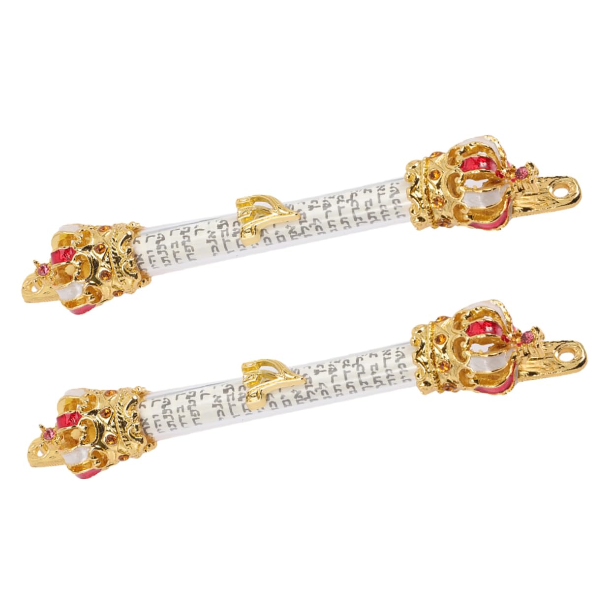 OSOLADY 2pcs Metal Mezuzah with Scroll Crown Judaica Housewarming Blessing Present Hebrew Inscription for Jewish Hannukah and Religious Celebrations Craftsmanship