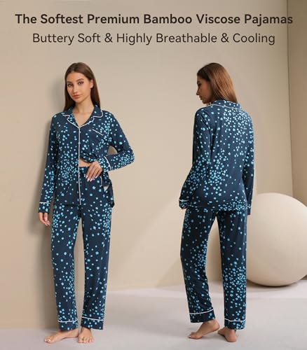 Image of WiWi Viscose from Bamboo Women's Pajamas Set Super Soft Button Down Top and Pants Sleepwear Cooling Pjs S-3X