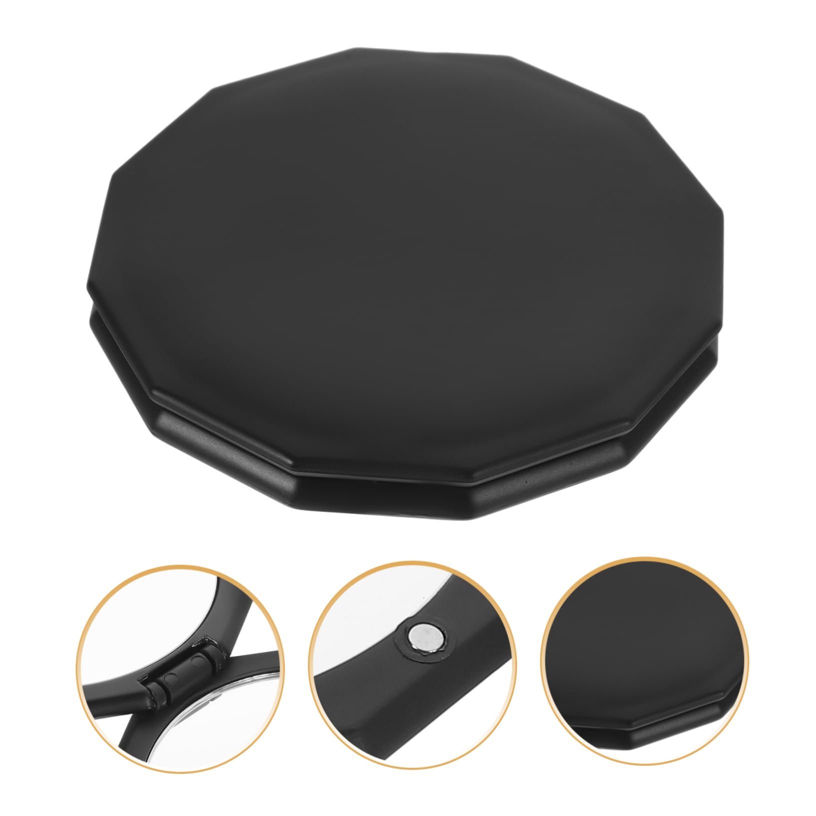 PACKOVE 3 Pezzi specchio cosmetico piccolo Compatto pieghevole specchietti di cortesia trucco d'ingrandimento specchio mini specchietto da tasca per ragazze vanità portatile resina Nero