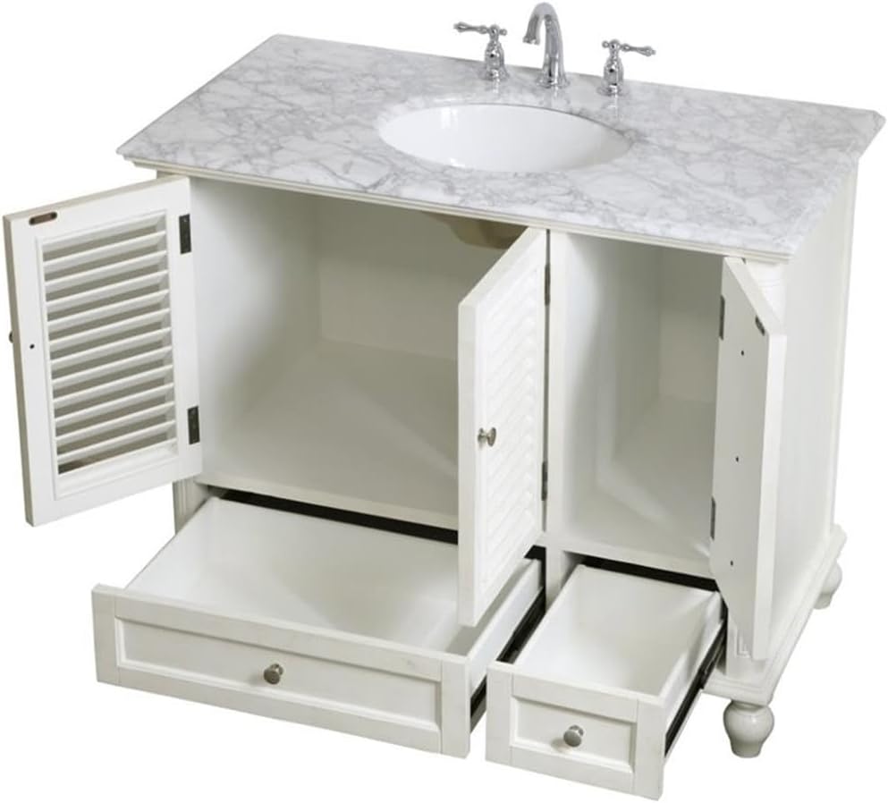 42 Inch Single Bathroom Vanity in Antique White