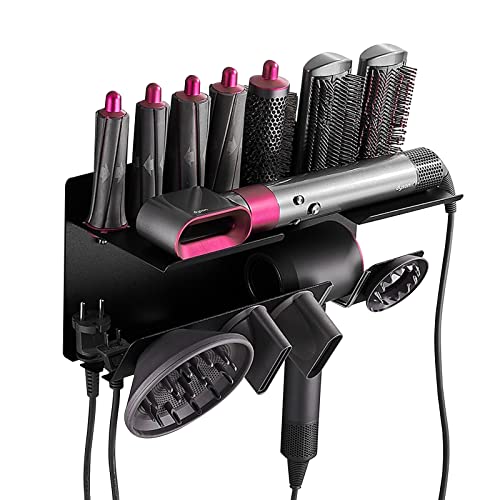 Soporte de pared 2 en 1 para D-y-s-o-n A-i-r-w-r-a-p Styler y S-u-p-e-r-s-o-n-i-c, organizador de almacenamiento para secadores de pelo D-y-s-o-n, accesorios barriles, boquillas difusoras (38 x 14,5 x