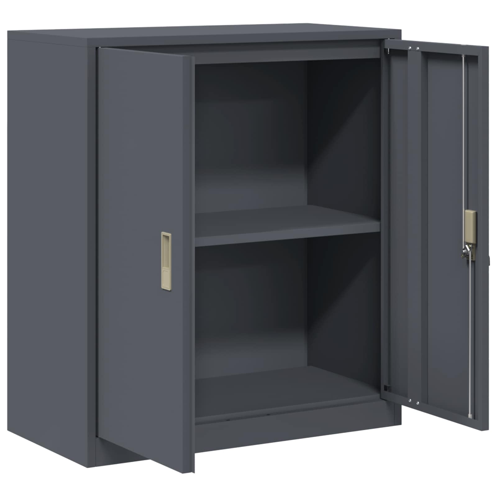 vidaXL Armoire de Rangement Anthracite 80 x 40 x 90 cm Acier, Armoire de Bureau Moderne, en Acier rectangulaire, fermant à clé, Espace généreux, Meuble Industriel, Solution Robuste