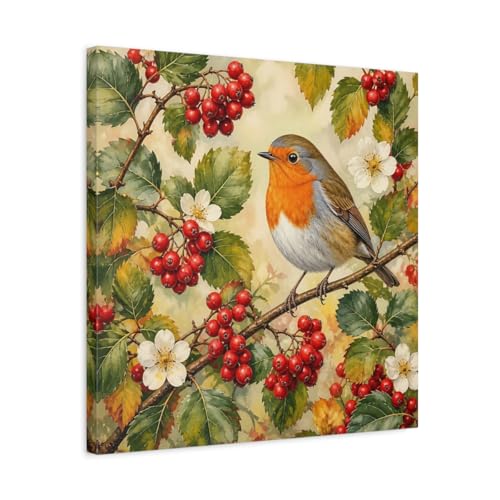 Tableau Robin Red Berries décoration salon 50x50cm