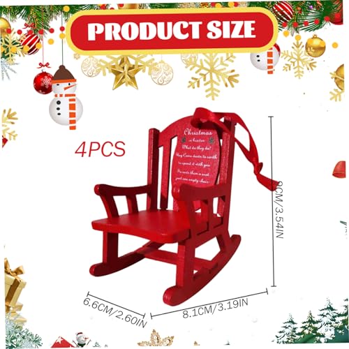 Mini rocking chair de Noël suspension commémorative en bois 4pcs