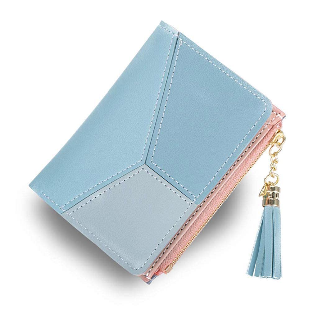 Women's Wallet PU Leather Multi Fold Wallets Credit Card Holder Coin Purse Zipper Small Clutch Secure Card Case/Gift Wallet (Blue)-image-46