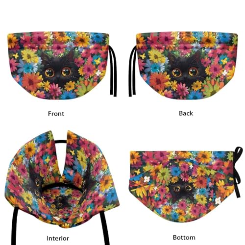 Image of Xoenoiee Cute Cat Vibrant Flowers Print Tea Pot Cosy Cotton Tea Cozy for Teapots Dust Cover Insulated Kettle Cover Teapot Warmer for Home Kitchen Decorative Accessories