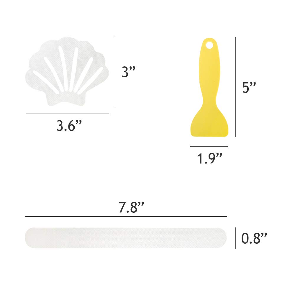 Daily Treasures Lot De 48 Autocollants Antidérapants Pour Baignoire, 24 Autocollants Antidérapants Pour Baignoire + 24 Bandes De Marche De Sécurité Avec 1 Grattoir Pour Salle De Bain, Sols, Piscines