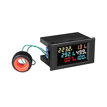 Quick Sense Energy Meter 6 in 1, 80V-300V AC 100A Power Meter with Multi-Colour Digital Display