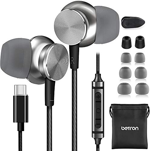 Betron BS10C Earbuds with Microphone, Type C Earphones, Noise Isolating in Ear Headphones