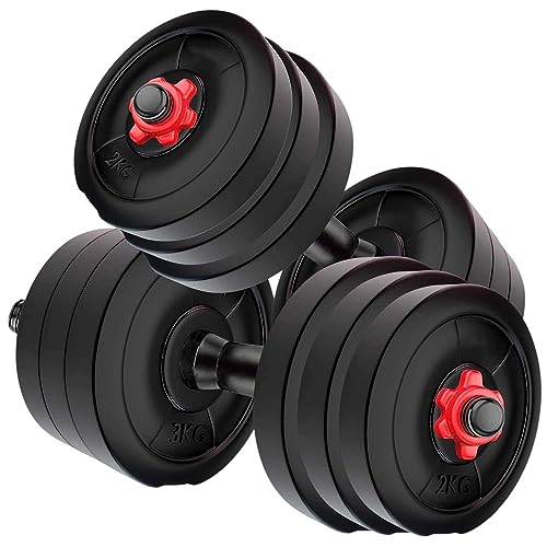 Image of Body Maxx PVC Dumbbell Set With1 Pair of Adjustable Dumbbell Rod And PVC Dumbbell Plates in Several Variations. (14KG Weight)