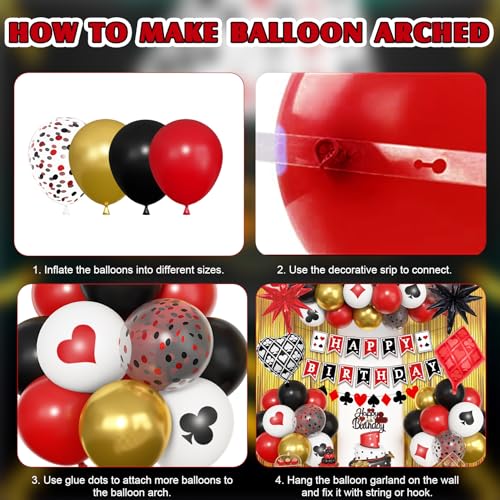 Image of Ouddy Life 103Pcs Casino Night Vegas Themed Birthday Party Decorations