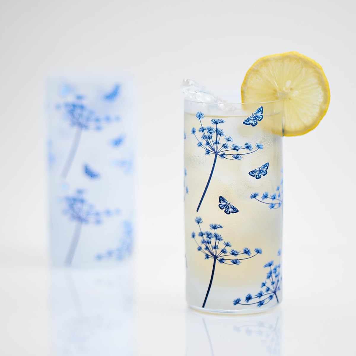 GOLDEN QUEEN'S Glass Tumblers - Set of 4 | Drinking Glasses for Water, Juice, Cold Drinks, Mojitos, Cocktails - Fluttering Butterfly-image-42