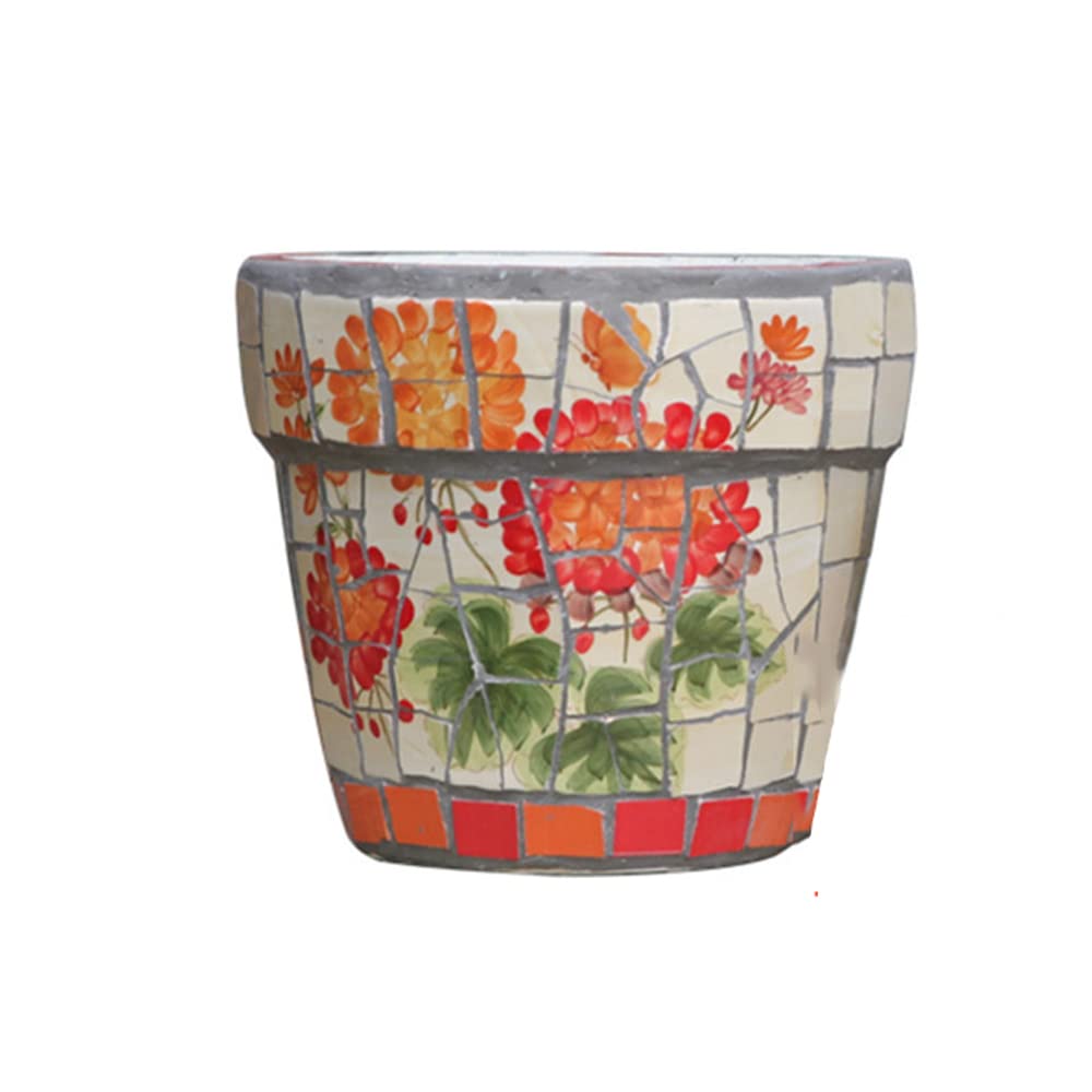 DFGHNBVC Courtyard Hand-Painted Ceramic Mosaic Flower Pot Villa Outdoor Garden Decor Plant Pot Corridor Aisle Landscape Container Vase Home Balcony Terrace European Classical Pots,B-S