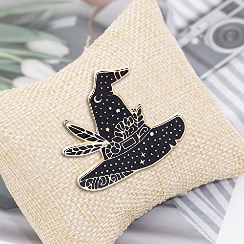 Image of Halloween Hat Brooch Pin Corsage, Sweater Bag Hat Jewelry Accessory Decor for Birthday Party Christmas Gift (Black)