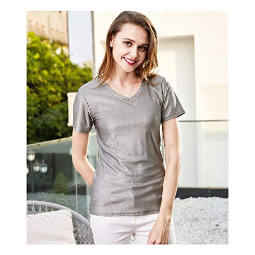 ZXCV EMF Protection Damen T-Shirt V-Ausschnitt, RF Shielding Strahlenschutz EMK Schutzkleidung,M Cover