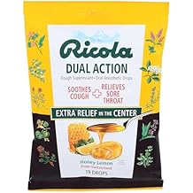 Ricola Dual Action Honey Lemon Cough Drops, 19 Count