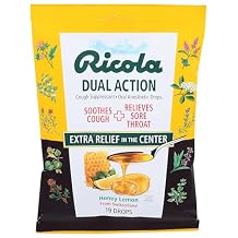 Ricola Dual Action Honey Lemon Cough Drops, 19 Count
