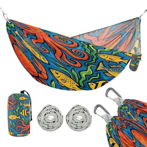 ATTX Underwater Octopus Camping Hammock - Lightweight & Portable Hammocks, Heavy Duty 330lbs Capacity for Indoor, Hiking, Backpacking, Travel, Backyard, Beach#177
