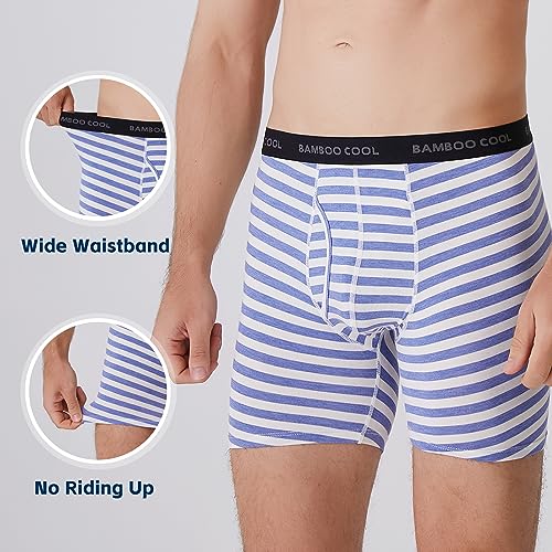 BAMBOO COOL Men's Underwear Boxer Briefs Pack Soft Breathable Long Underwear Boxer Briefs for Men