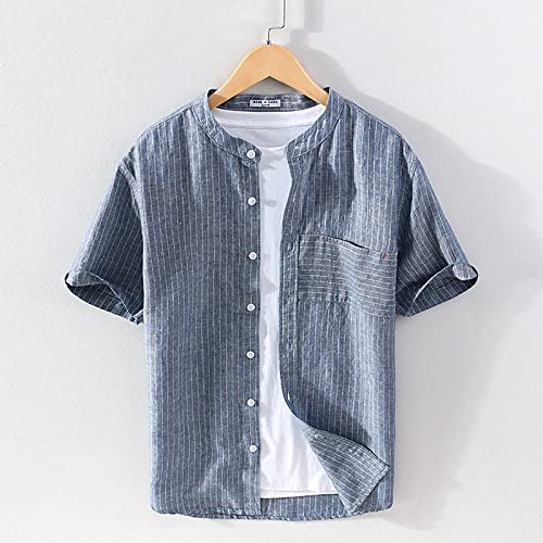 Chemise Hawaïenne d'Été pour Hommes en Coton Lin Respirant et Séchage Rapide
