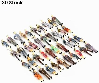 Pack of 130 O-Scale 1:48 Painted Figures People Passenger Various Poses People for Sand Table Model Building Scene Decoration