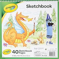 Crayola Kids' Spiral Sketchbook, 9"X9", Coloring & Drawing Supplies, 40