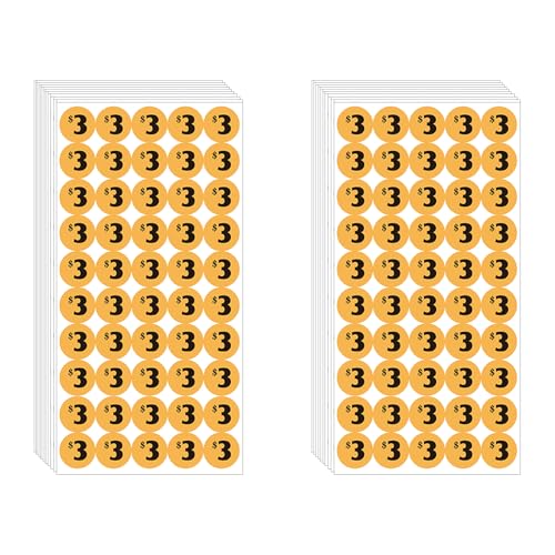 Calcomanías para venta de garaje de $3 DUGUTUL, 1000 pegatinas redondas de 3/4" 2