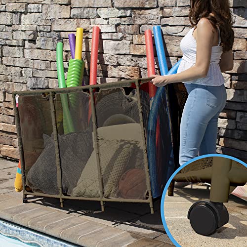 Essentially Yours Pool Noodles Holder, Toys, Floats, Balls And Floats Equipment Mesh Rolling Storage Organizer Bin, Xxl, Brown Style 455119 #TOP4