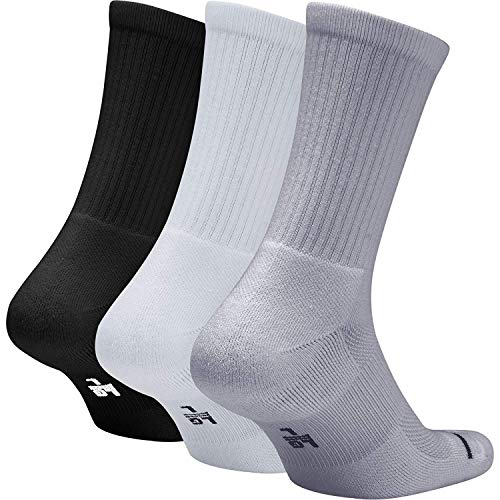 Nike Unisex Jordan Jumpman Crew Socks (3 Pack) Black/White/Wolf Grey (Men's Shoe Size 8-12)2