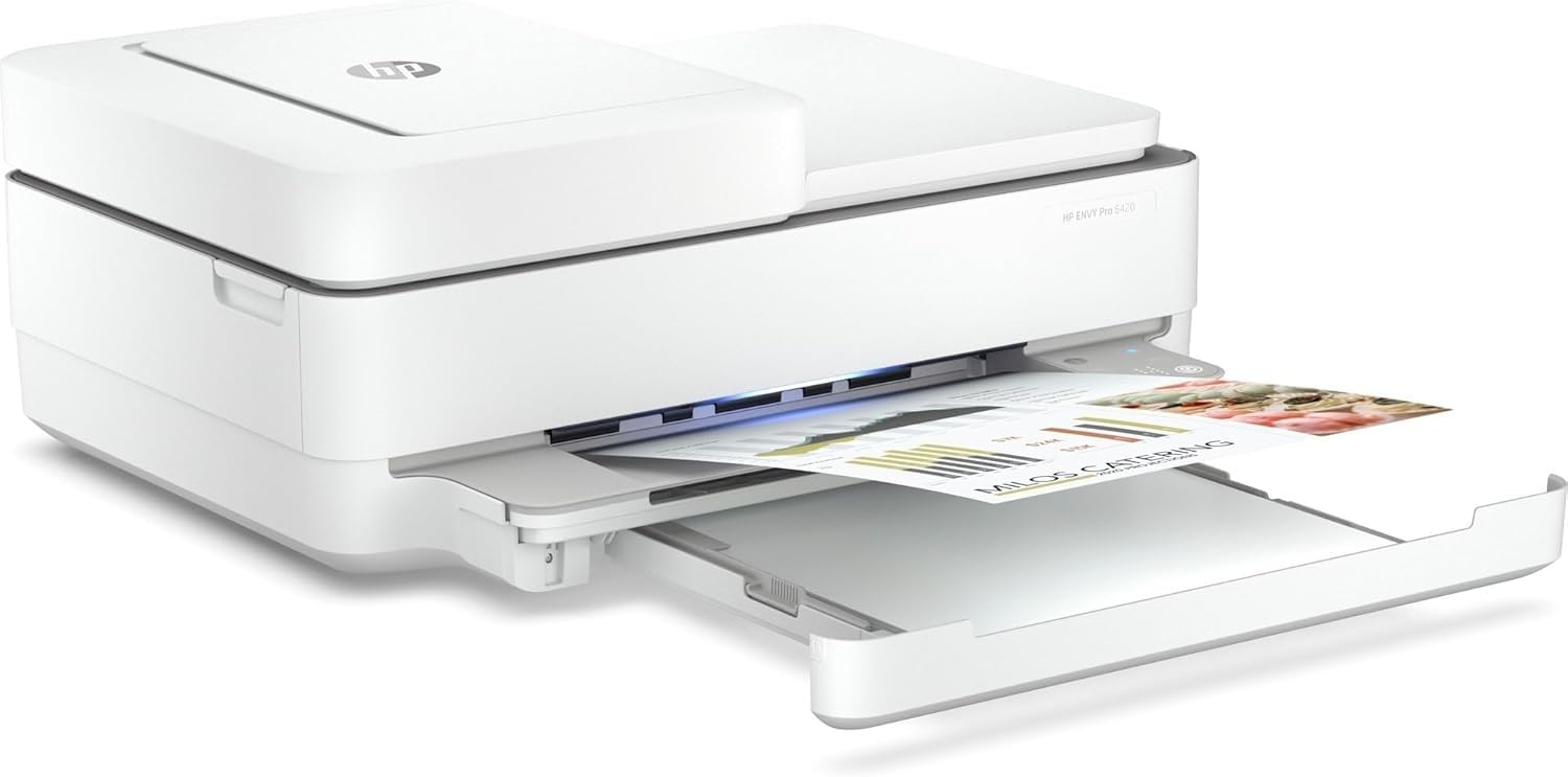 HP Envy Pro 6420 5SE45B Stampante Fotografica Multifunzione A4, Stampa, Scansiona, Fotocopia, Fax, Wi-Fi Dual Band, Smart, Stampa fronte/retro automatica, 2 Mesi Instant Ink Inclusi, Grigia