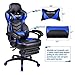 ELECWISH Ergonomic Computer Gaming Chair, PU Leather High Back Office Racing Chairs with Widen Thicken Seat and Retractable Footrest and Lumbar Support, Large, Blue