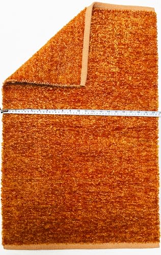Image of House2Home Feather Cotton Blend Door Mat | 2Pc. Combo | 50x80cm | Side Binding - Available in 8 Colors (Carrot)