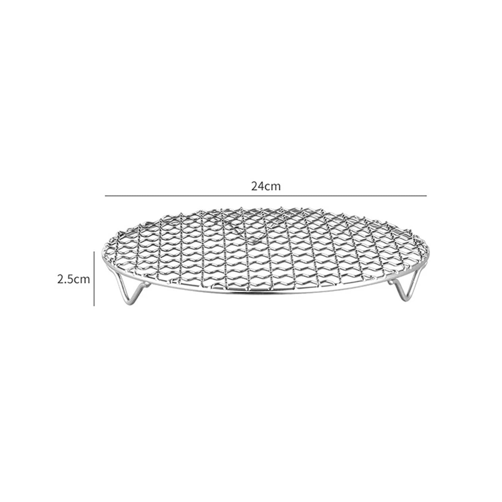 Rejilla redonda para freidora de aire, apilable de acero inoxidable | Con patas, anticorrosión, para horno olla a presión freidora de aire(24.5cm)