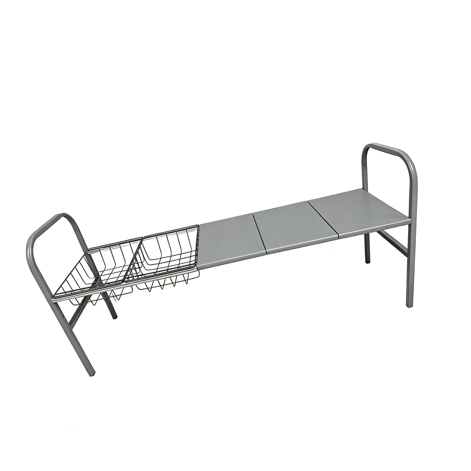 Kaeltsyn Kitchen Storage Rack with 3 Shelves 2 Baskets Adjustable Width for Utensil Management Store Planner