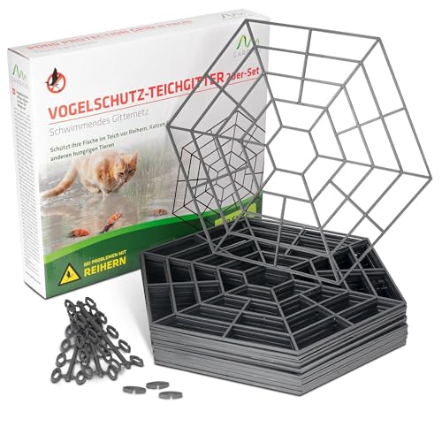 GARDIGO® Teichgitter 20er Set I Reiherschreck Gartenteich | Vogelabwehr Katzenabwehr I Schutz vor Fischdieben I Teichschutzgitter gegen Reiher und Katzen | Fischreiher Abwehr im Teich | Schutzgitter